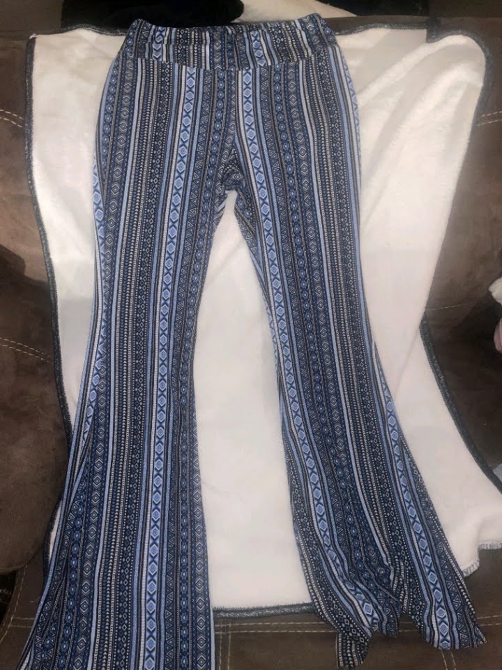 No Boundaries Blue Patterned Wide-Leg Pants